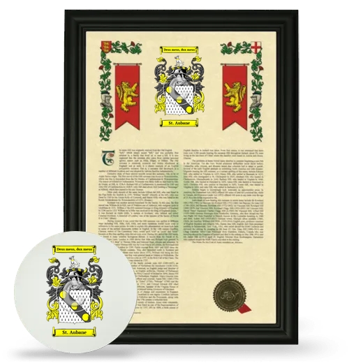 St. Aubane Framed Armorial History and Mouse Pad - Black